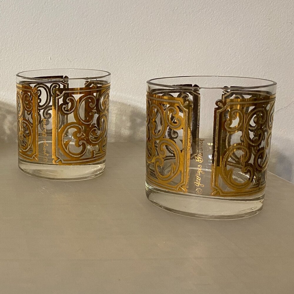 Georges Briard Luxury Barware Clear Glasses with Gold-Colored Design – Set of 4 - Picture 3 of 8